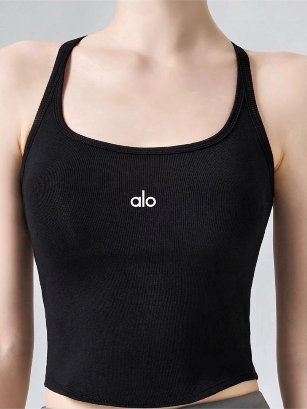 alo Black Ribbed Tank Top Like New